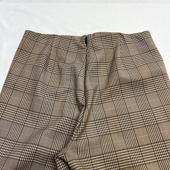 Rag & Bone Polly Pants Women's 6 Tan Plaid Ankle Cropped Straight Leg Back Zip - Picture 4 of 9